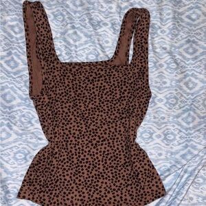 Old Navy Brown and Black Polka Dot Tank Top